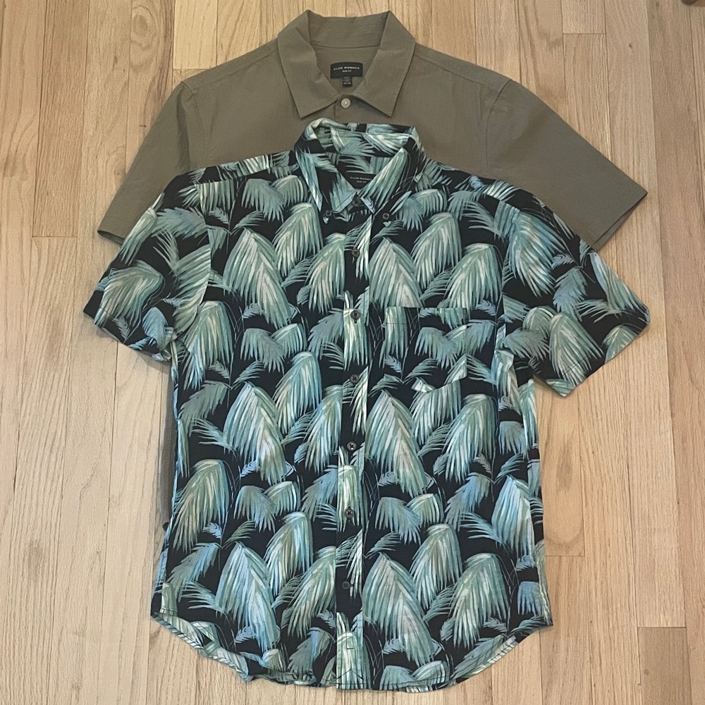 Club Monaco Men’s Slim Fit Short Sleeve Shirts - Set of 2 - Size XS